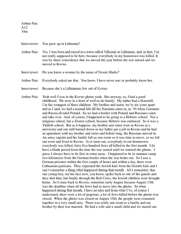 Art Pais, Interview Transcript