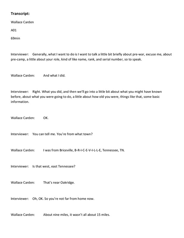 Wallace Carden Interview Transcript