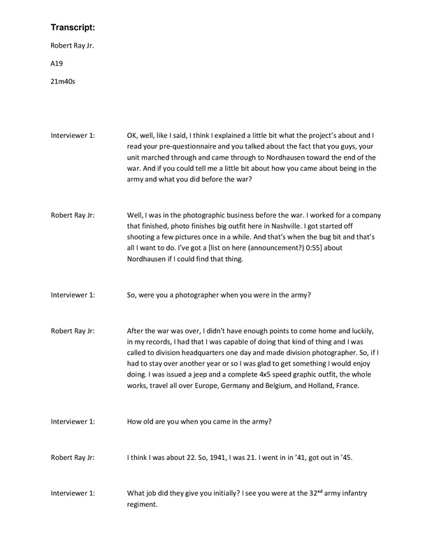 Robert Ray, Jr Interview Transcript